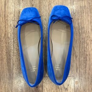 Ann Mashburn Square-Toe Ballet Flat in Bright Blue Velveteen